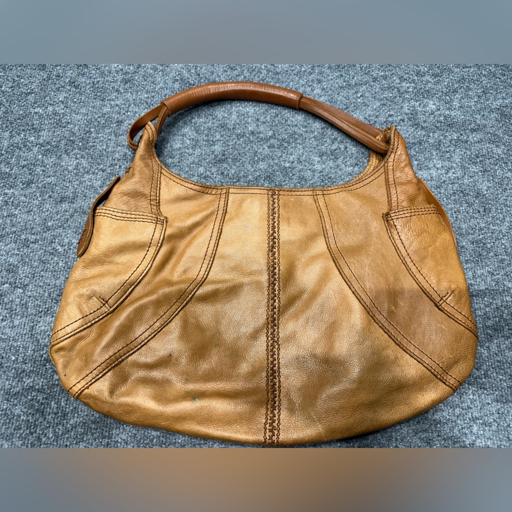 Lucky Brand Distressed Leather Hobo in Cognac Brown GB007 - Picture 13 of 15